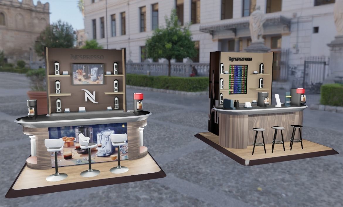 coffee-stand coffee bar with chairs and tables Low-poly 3D model_9
