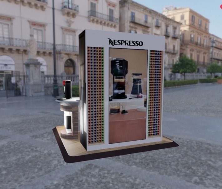 coffee-stand coffee bar with chairs and tables Low-poly 3D model_3