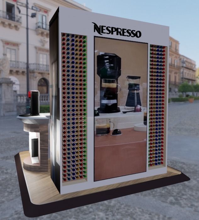 coffee-stand coffee bar with chairs and tables Low-poly 3D model_6