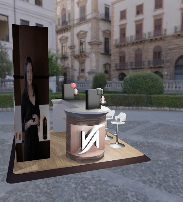 coffee-stand coffee bar with chairs and tables Low-poly 3D model_7