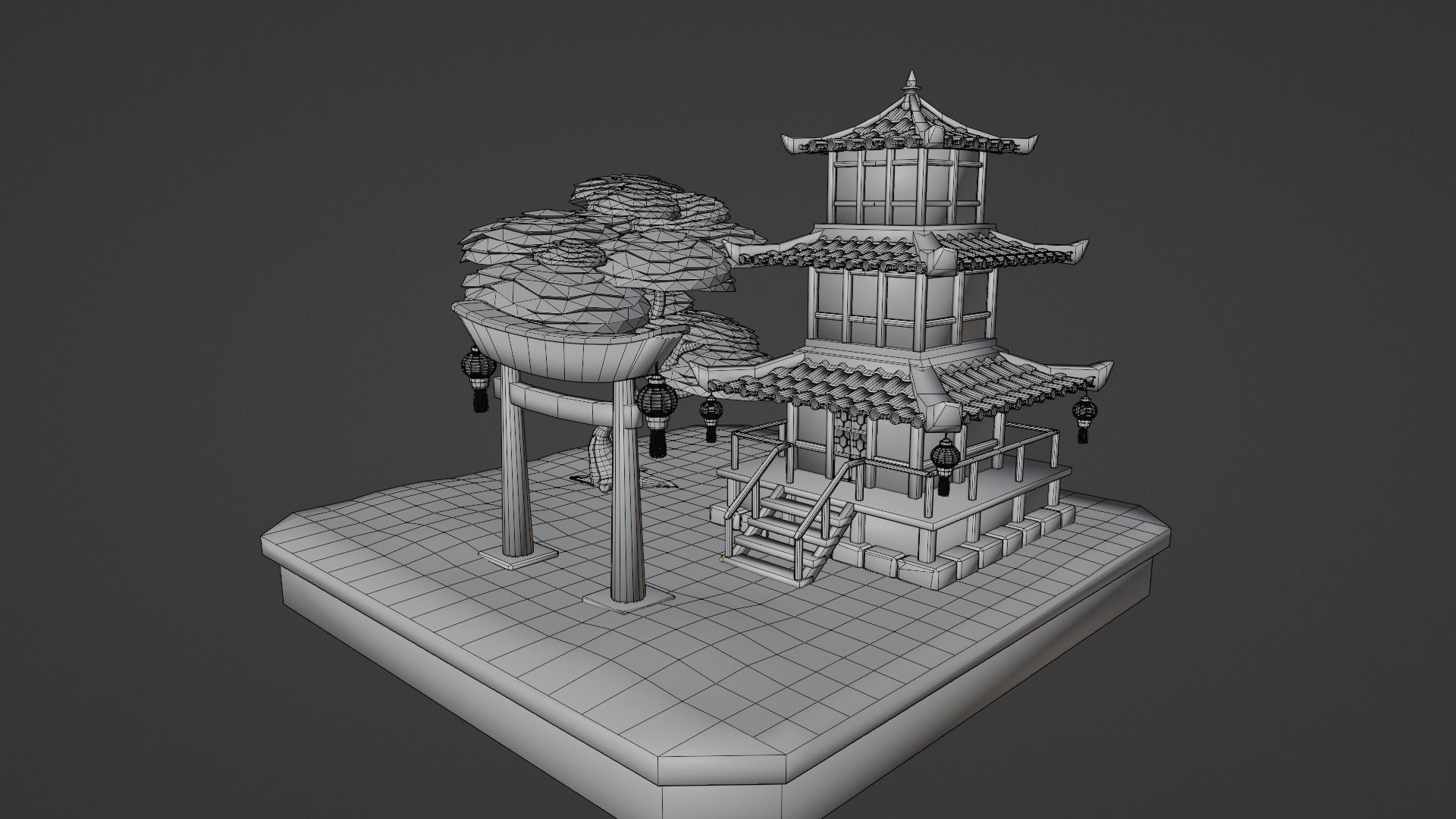 Pagoda  Japanese Temple Low-poly 3D model_18