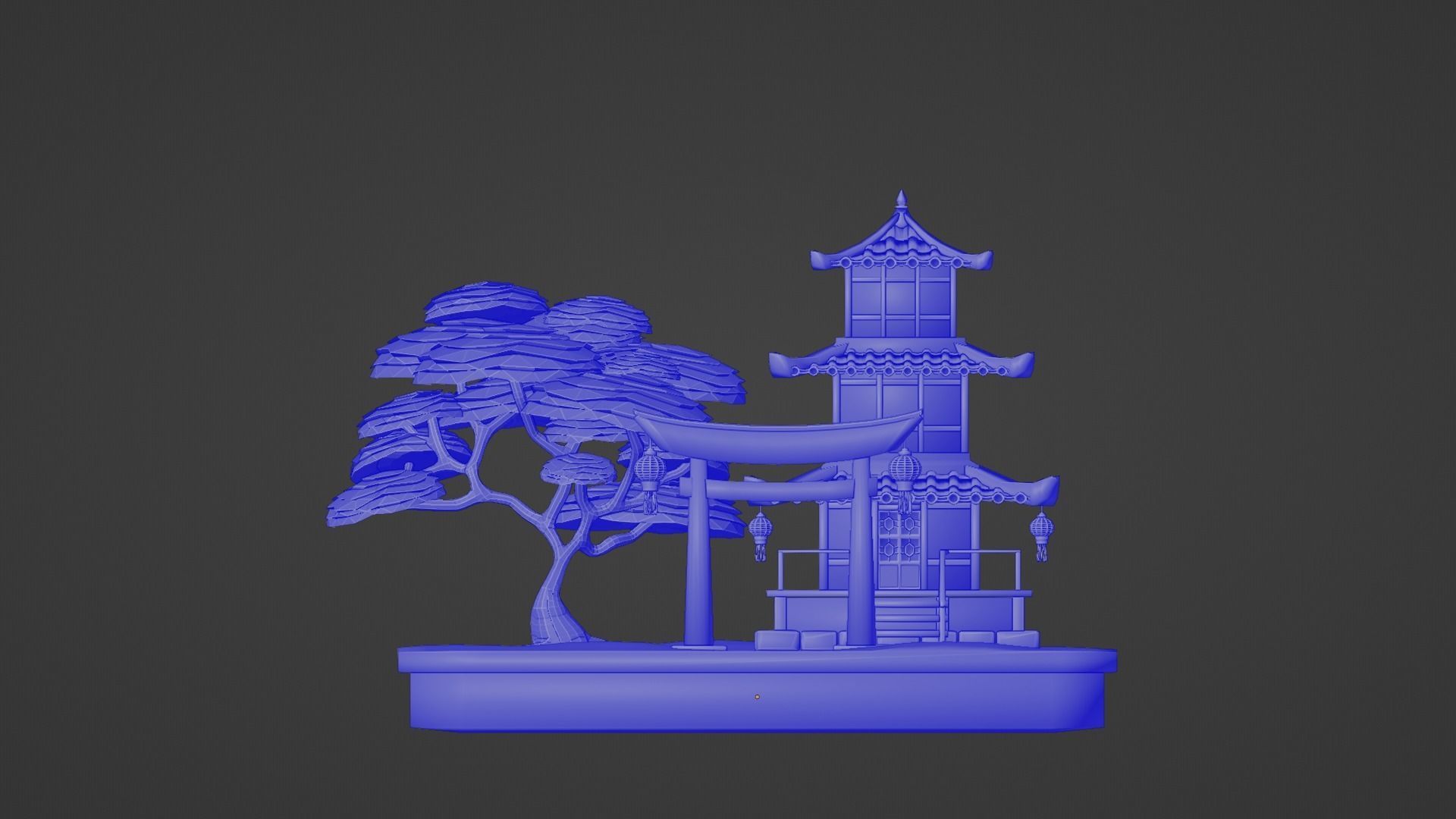 Pagoda  Japanese Temple Low-poly 3D model_19