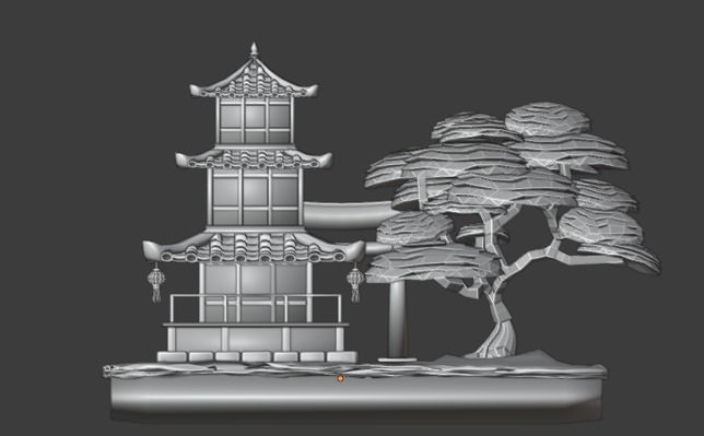 Pagoda  Japanese Temple Low-poly 3D model_14