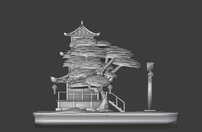 Pagoda  Japanese Temple Low-poly 3D model_13