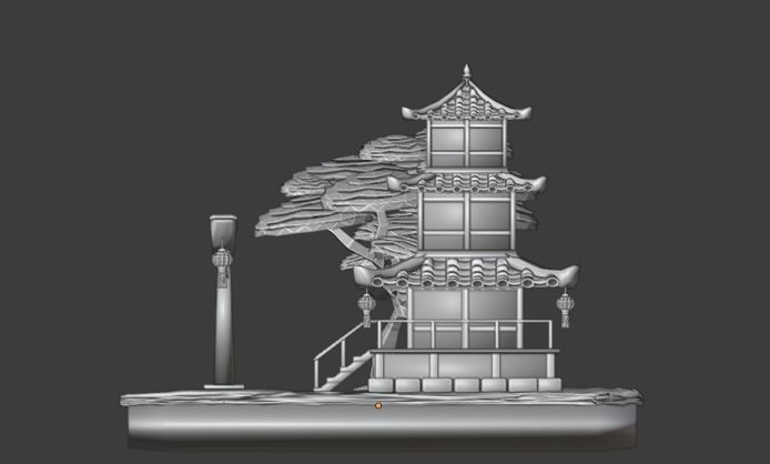 Pagoda  Japanese Temple Low-poly 3D model_15