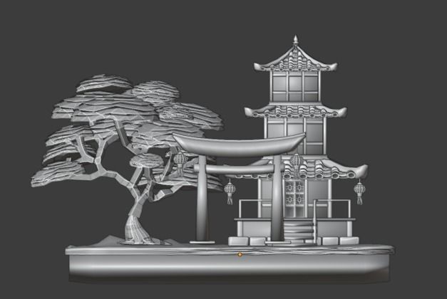 Pagoda  Japanese Temple Low-poly 3D model_16