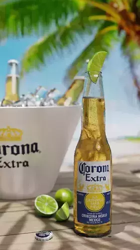 Beer-soda bottle with caps and liquid