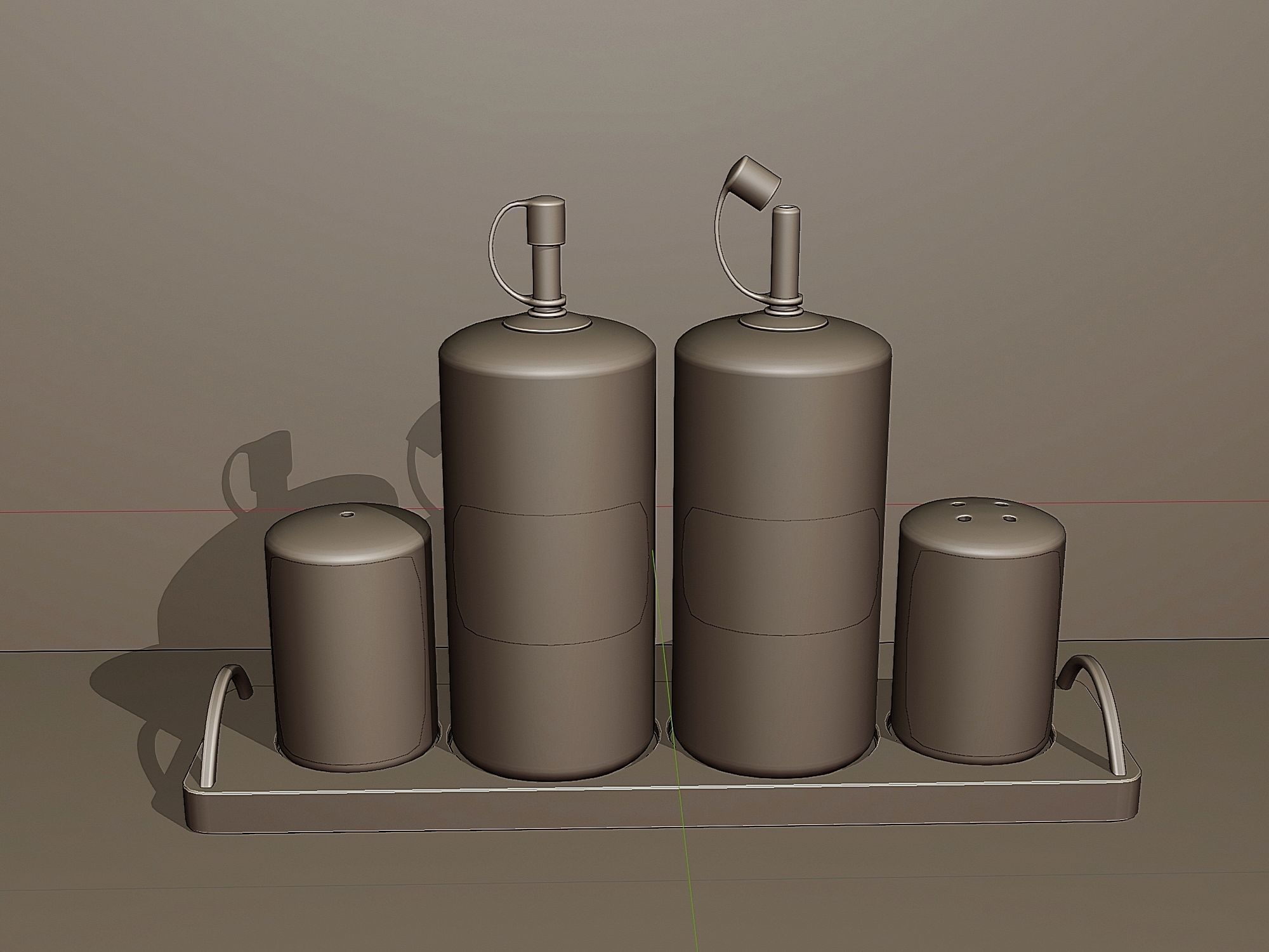 Table set for condiments 2 Low-poly 3D model_5
