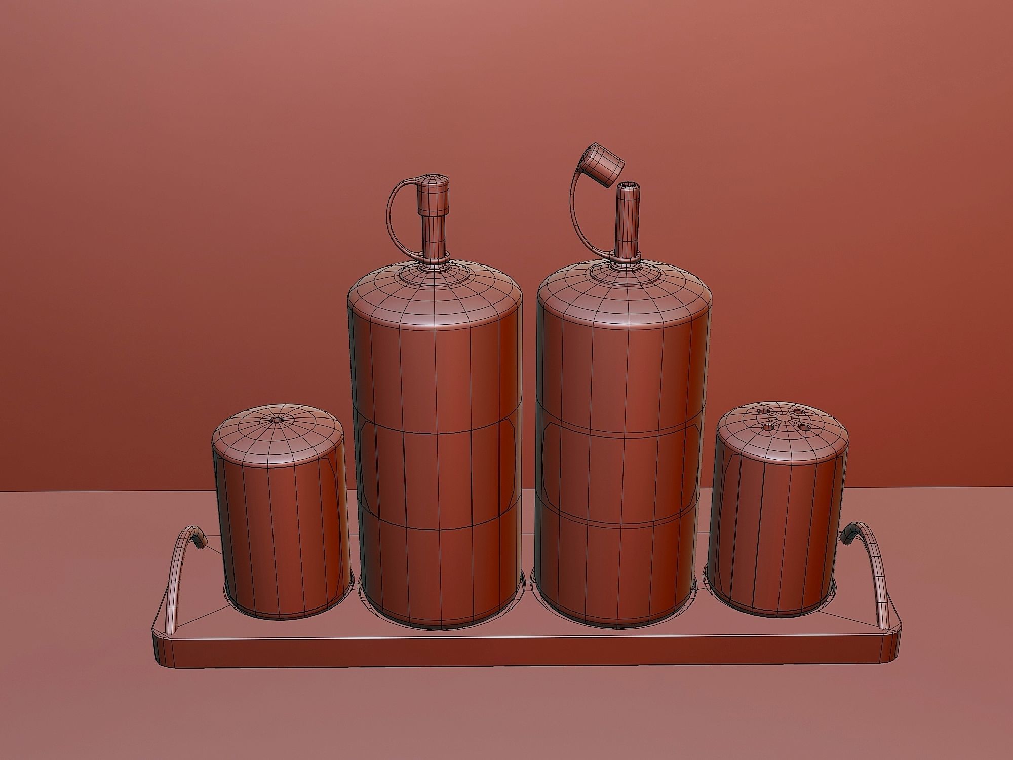 Table set for condiments 2 Low-poly 3D model_6