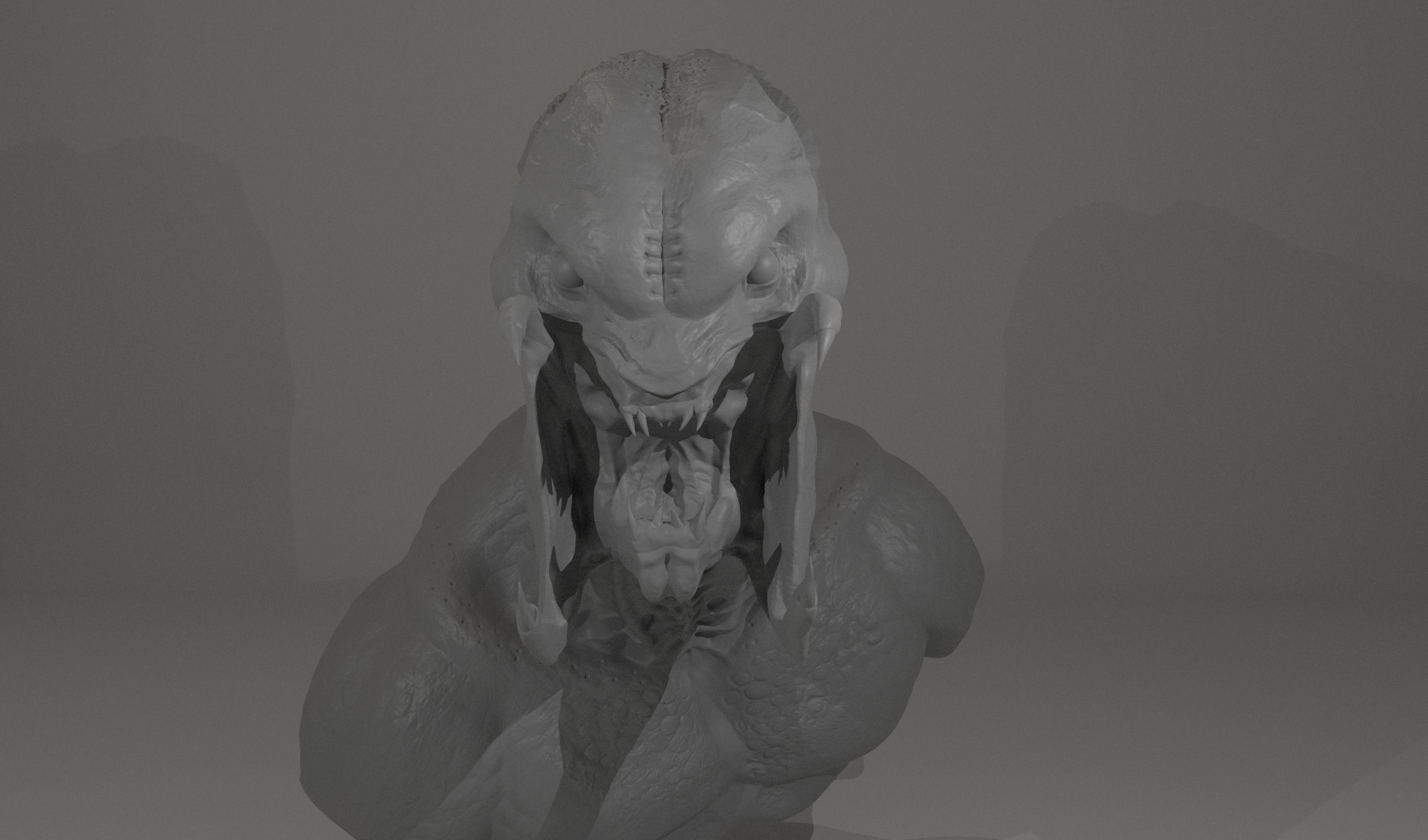 Feral Predator Life Size High Detail Bust 3D print model_1