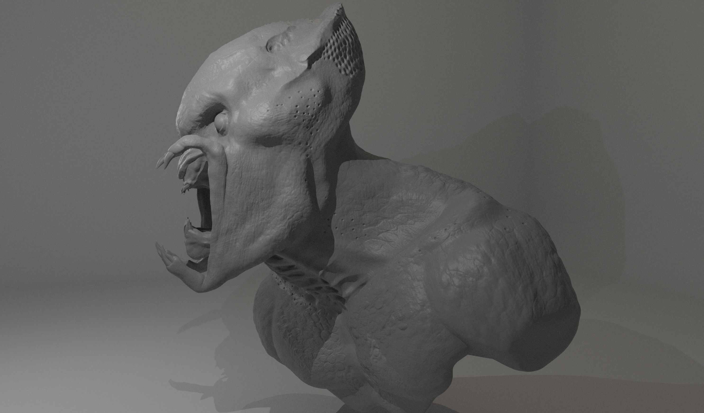 Feral Predator Life Size High Detail Bust 3D print model_4