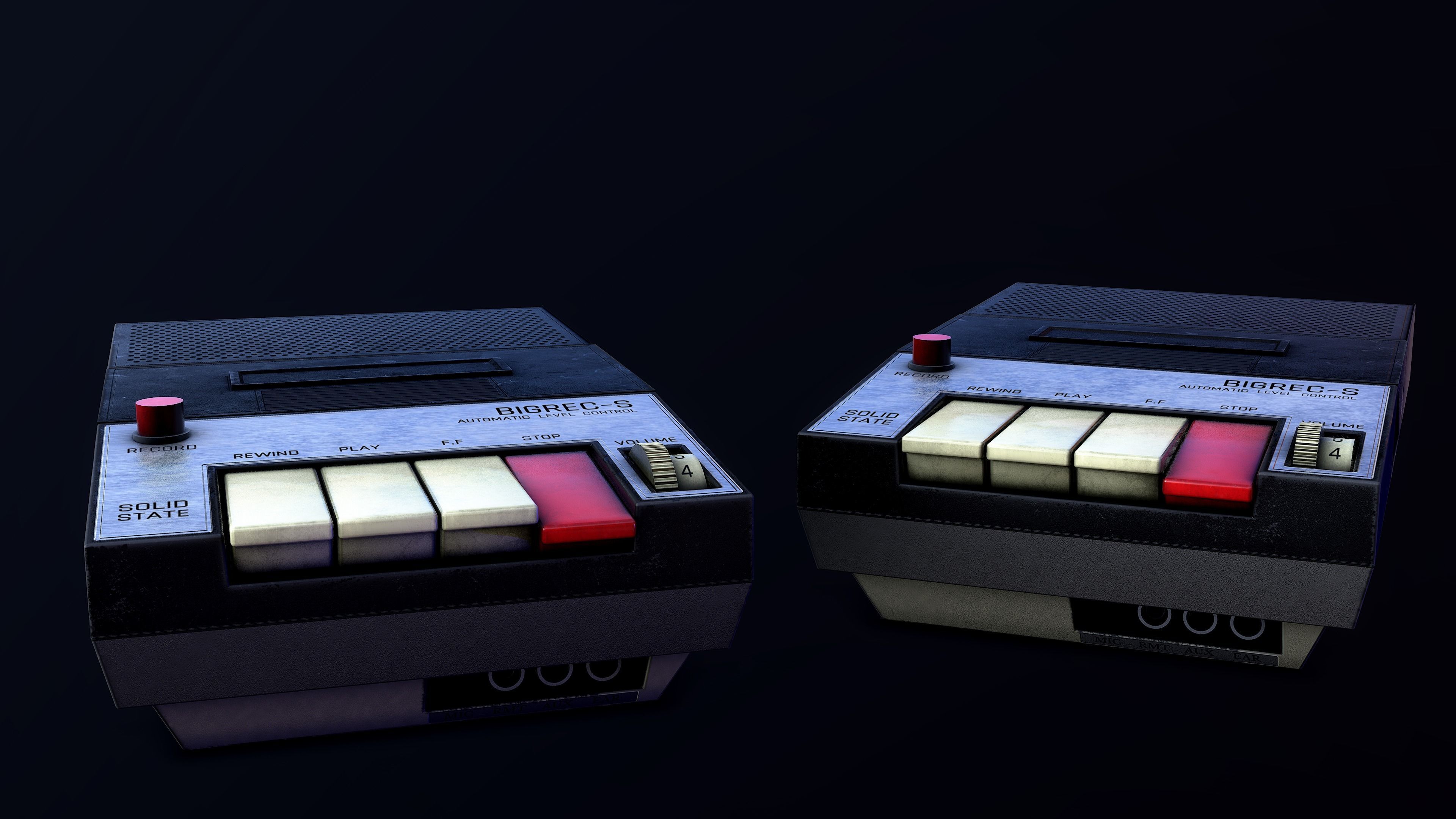 Vintage Cassette Recorder Low-poly 3D model_4
