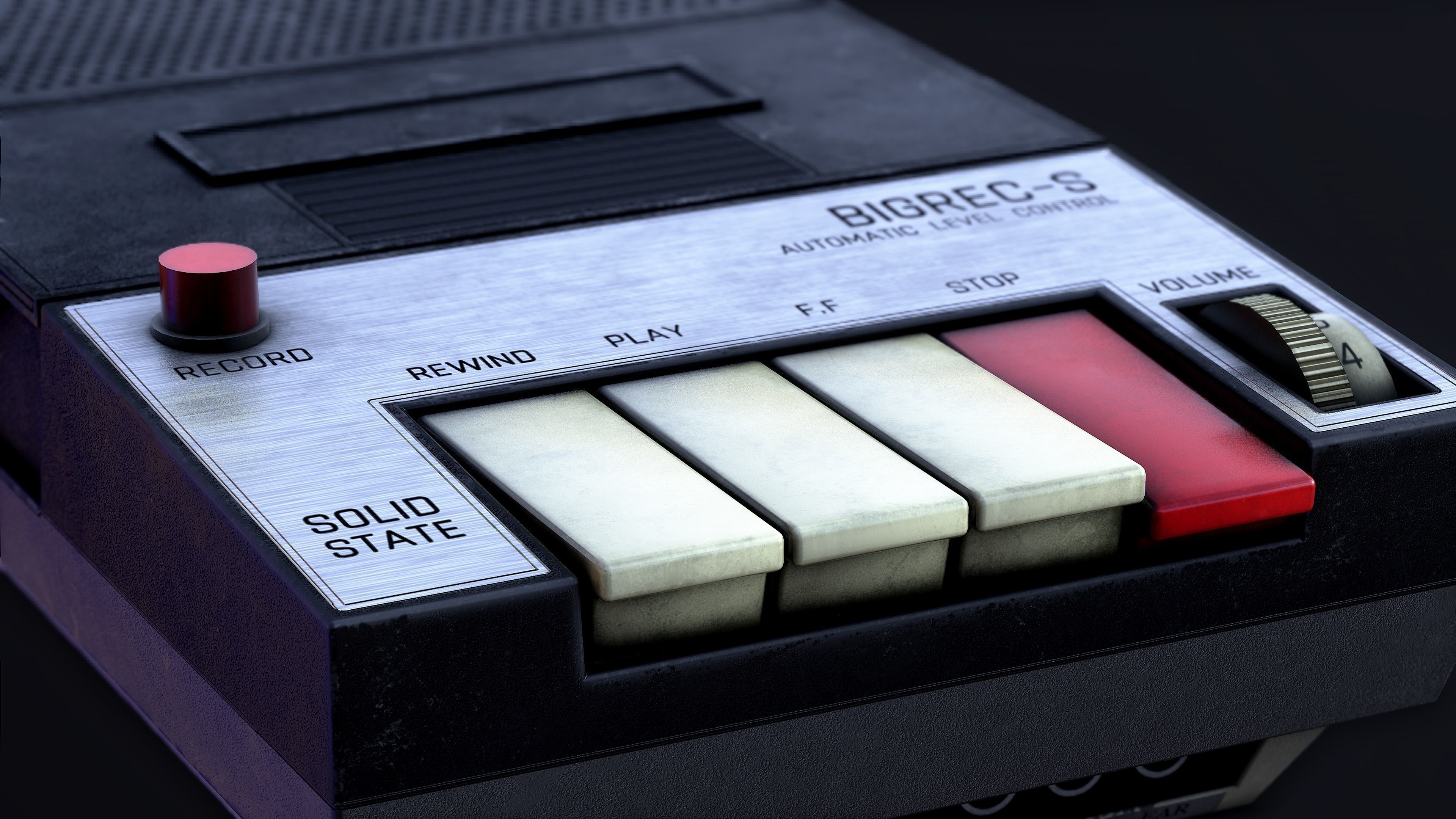 Vintage Cassette Recorder Low-poly 3D model_5