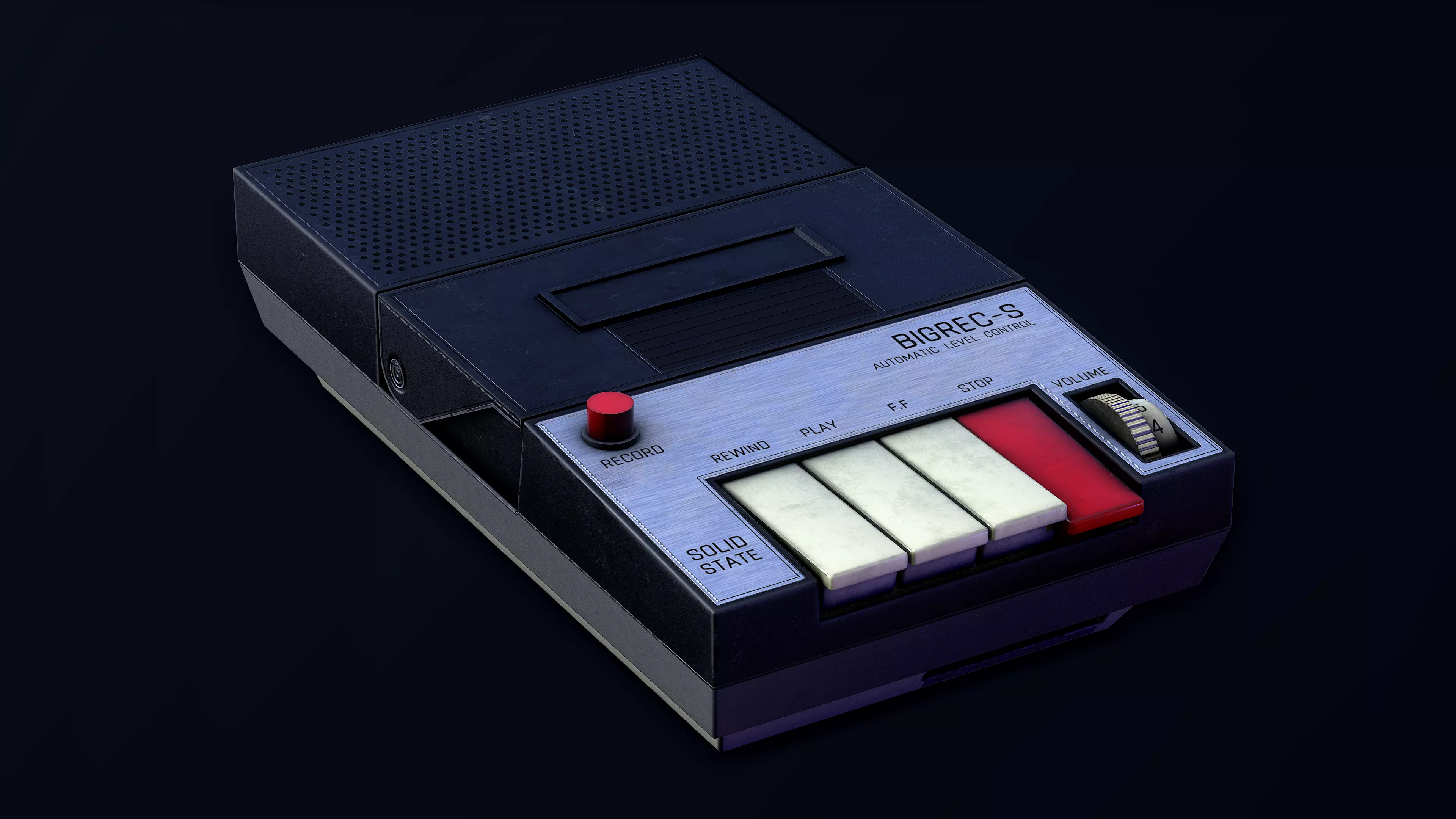 Vintage Cassette Recorder Low-poly 3D model_0
