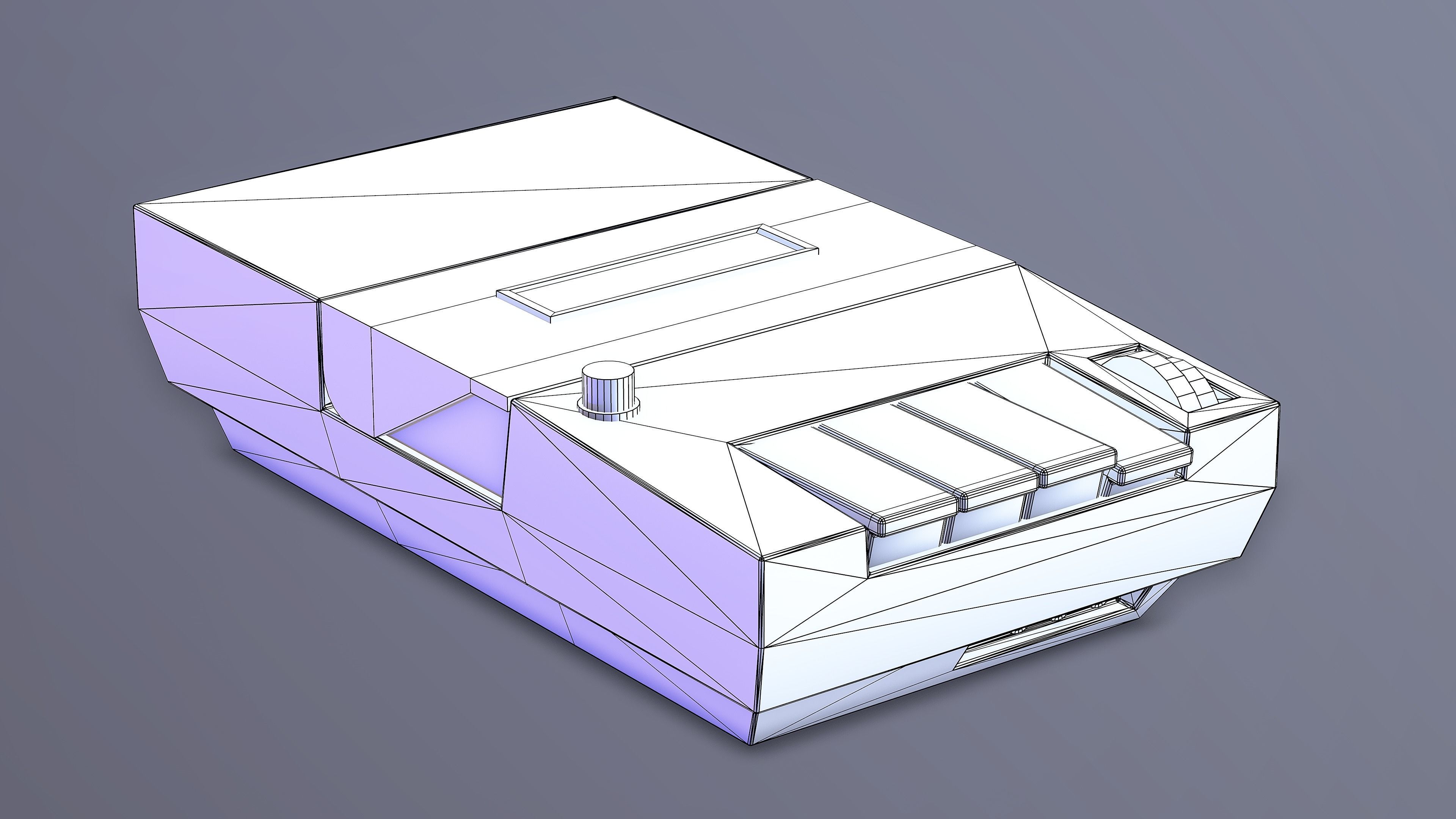 Vintage Cassette Recorder Low-poly 3D model_6