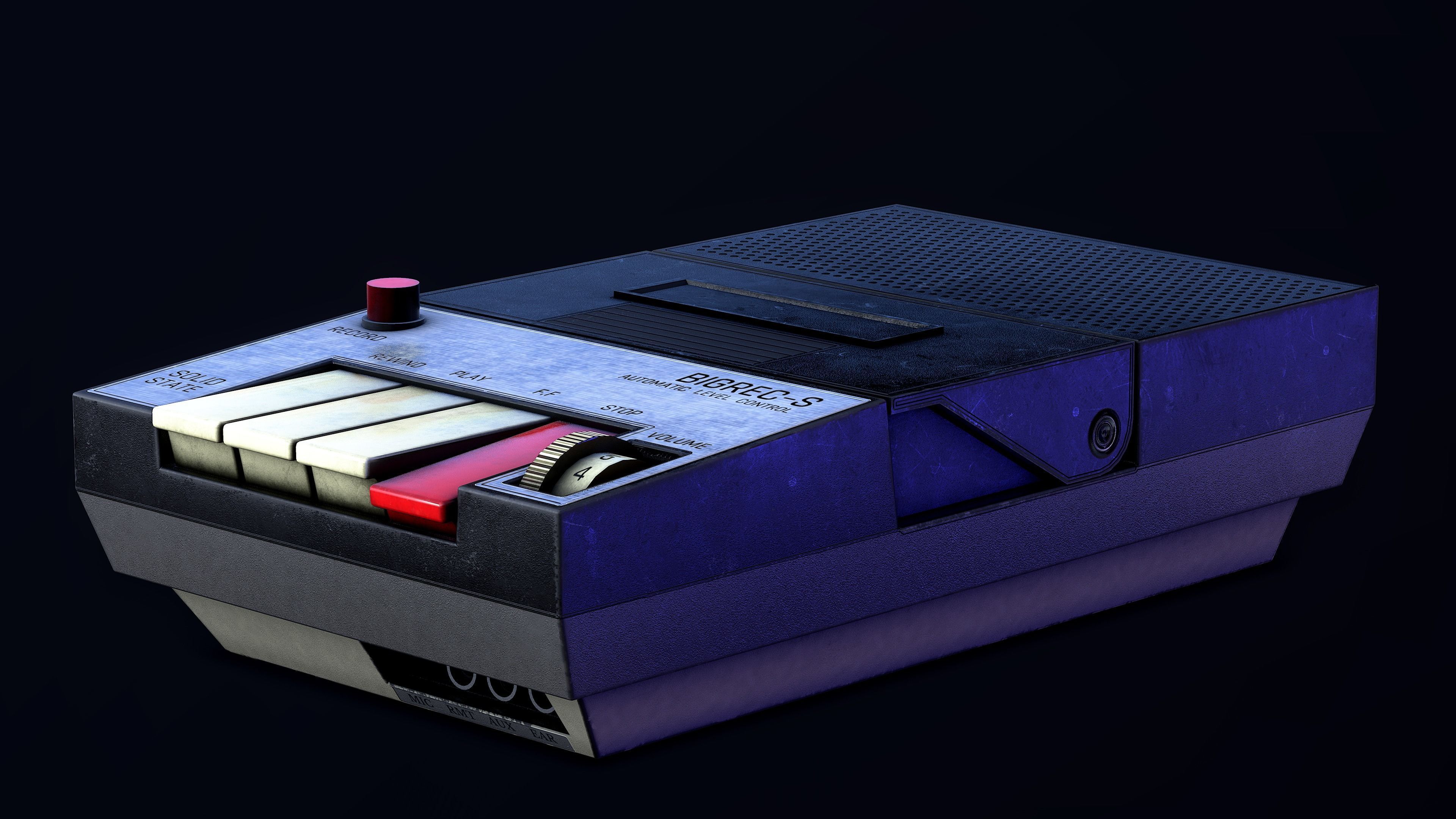 Vintage Cassette Recorder Low-poly 3D model_3
