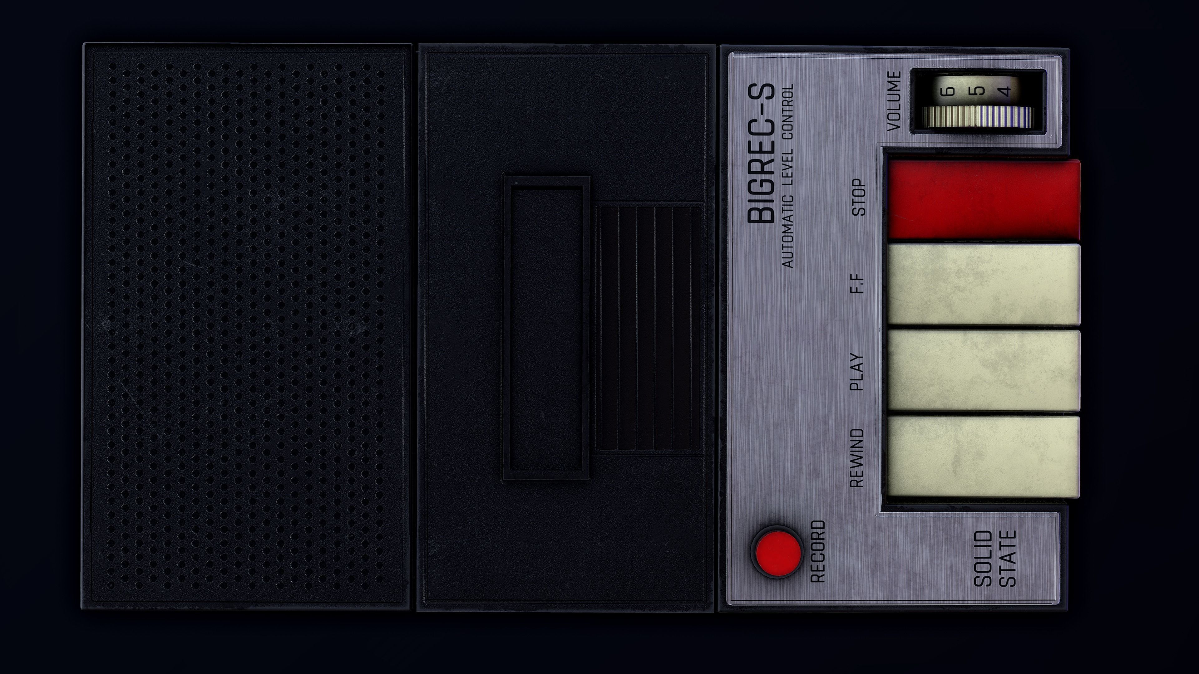 Vintage Cassette Recorder Low-poly 3D model_2