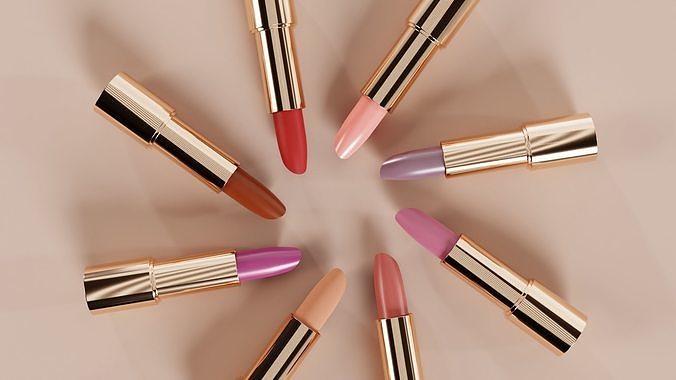 Lipstick 3 separate parts lid-pomade-base 3D model