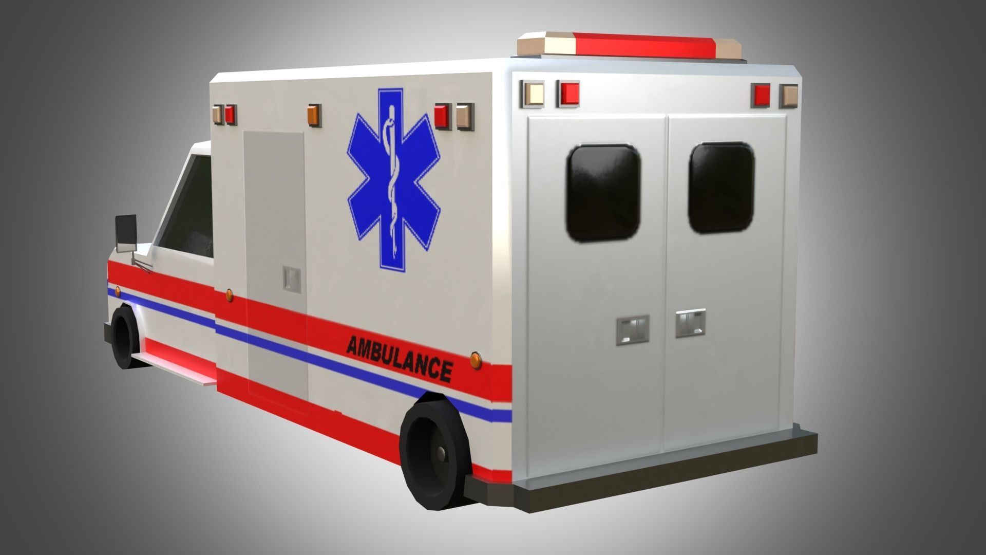 Low poly ambulance Low-poly 3D model_3