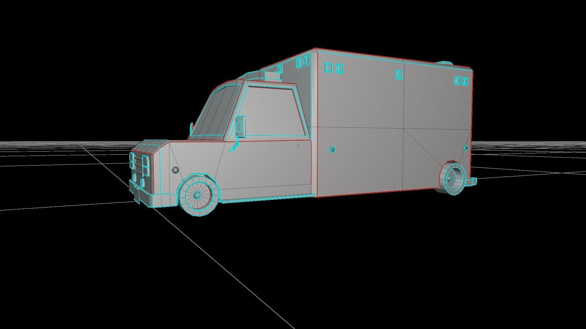 Low poly ambulance Low-poly 3D model_5
