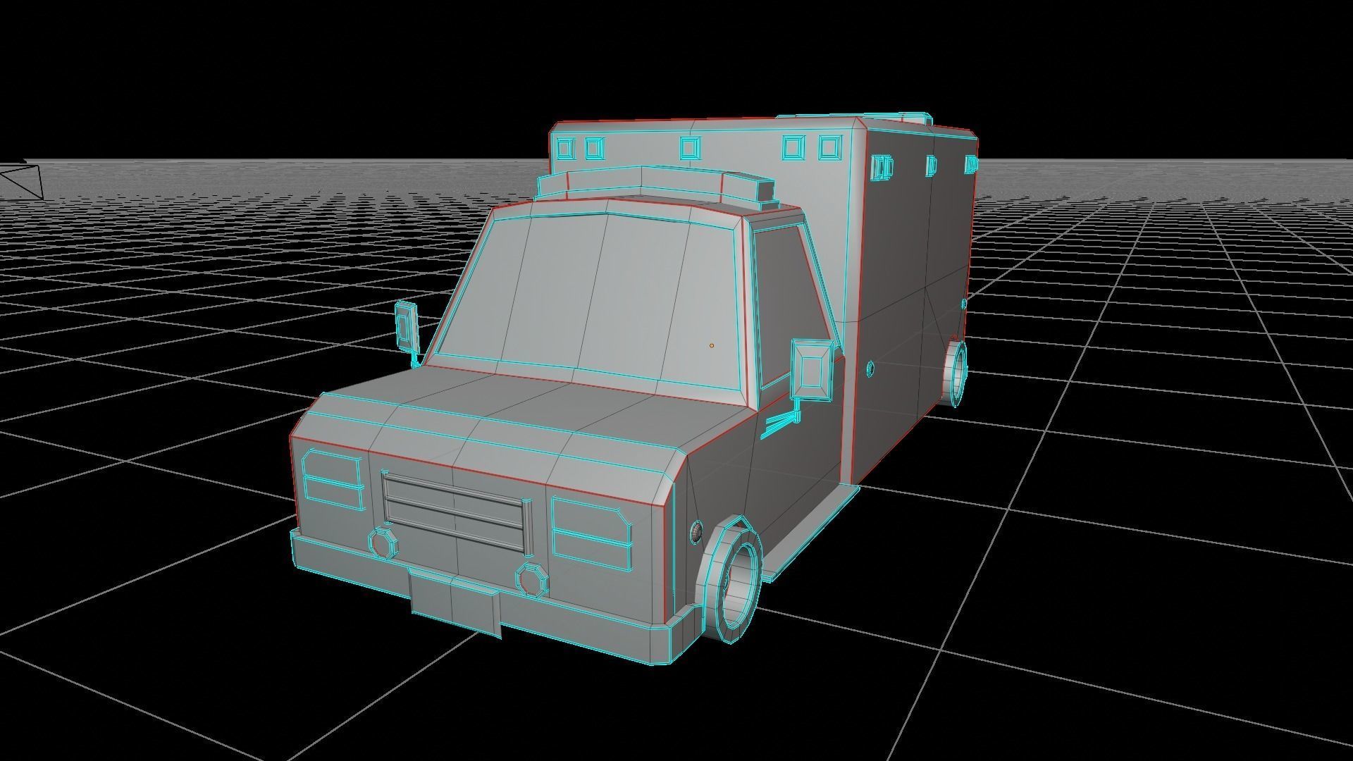 Low poly ambulance Low-poly 3D model_9