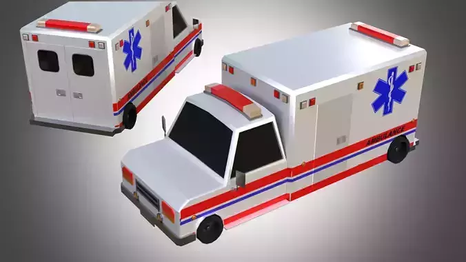 Low poly ambulance