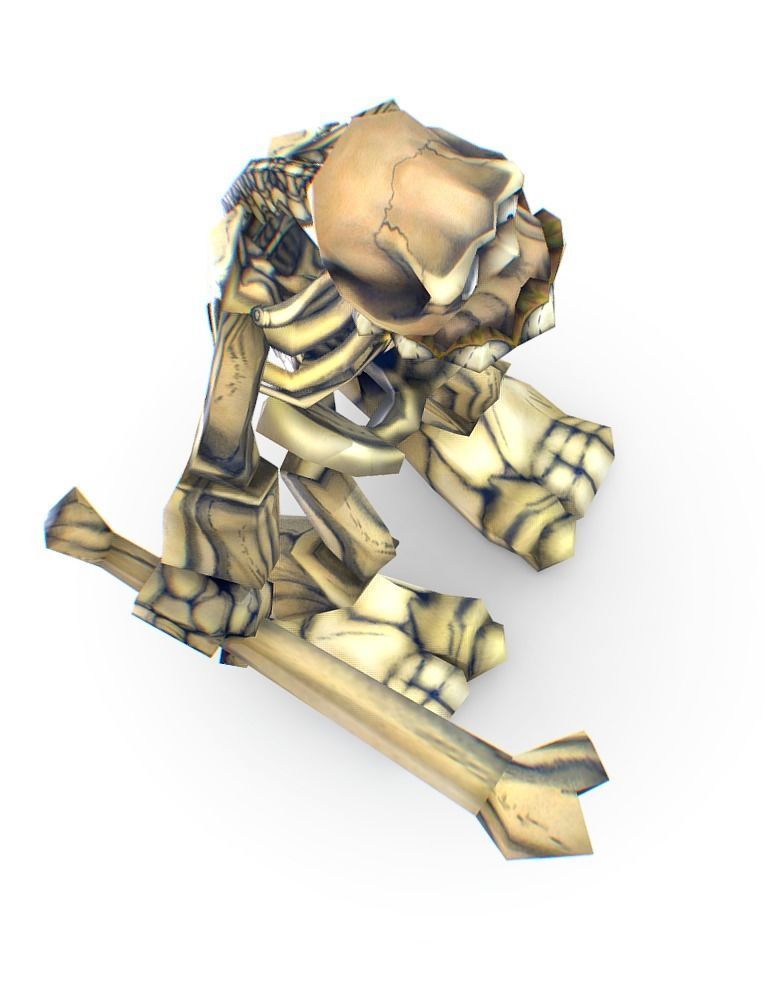 Low Poly Cartoon Creature Skeleton Low-poly 3D model_2