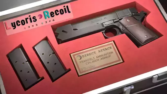 Detonics Combat Master 1911 Custom - Lycoris Recoil - Game Asset Free low-poly 3D model