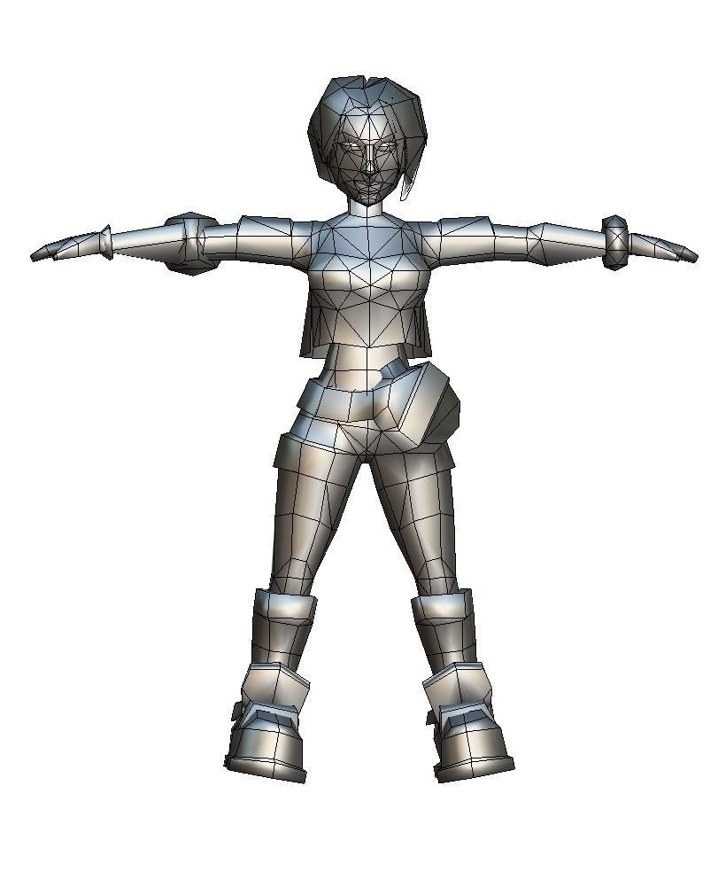 Low Poly Cartoon Creature Warrior Lara Low-poly 3D model_6