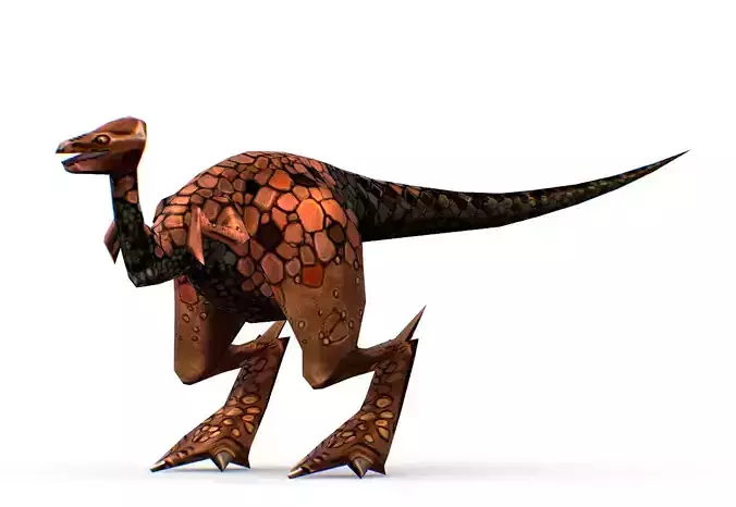 Low Poly Cartoon Creature Dino Red Tava