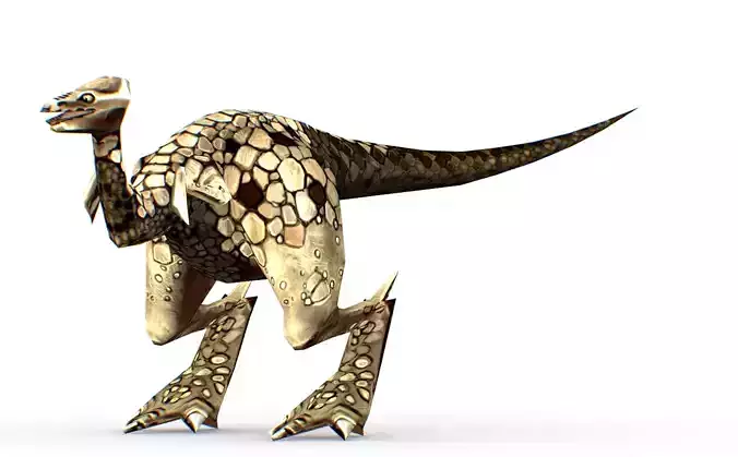 Low Poly Cartoon Creature Dino WhiteTava Low-poly 3D model