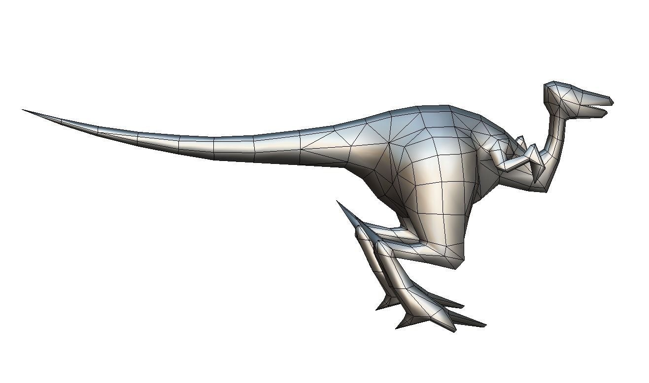 Low Poly Cartoon Creature Dino WhiteTava Low-poly 3D model_5