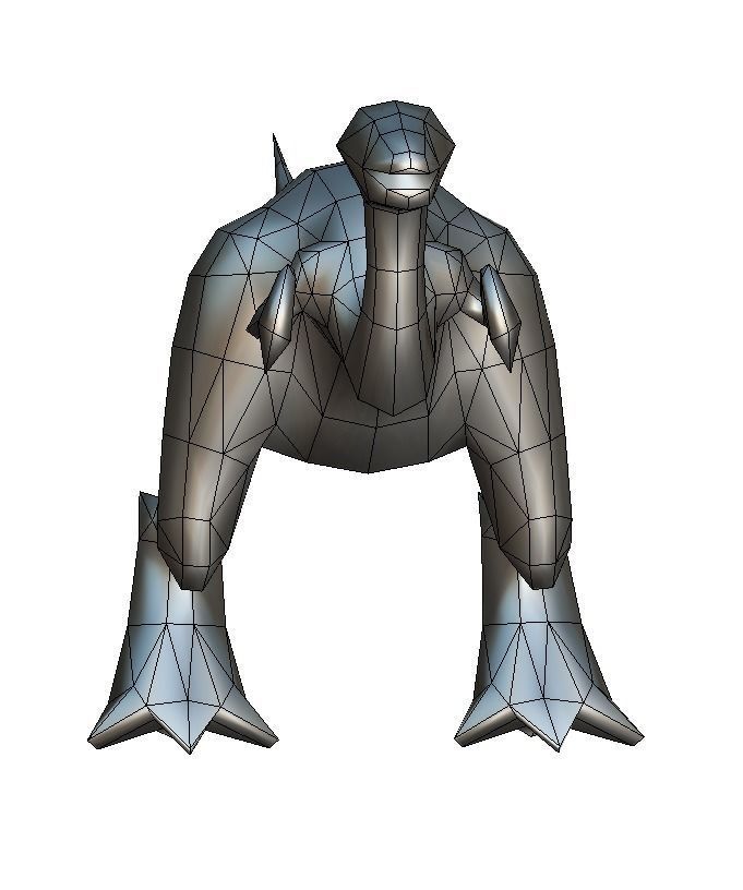 Low Poly Cartoon Creature Dino WhiteTava Low-poly 3D model_4