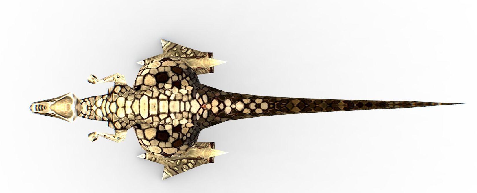 Low Poly Cartoon Creature Dino WhiteTava Low-poly 3D model_3