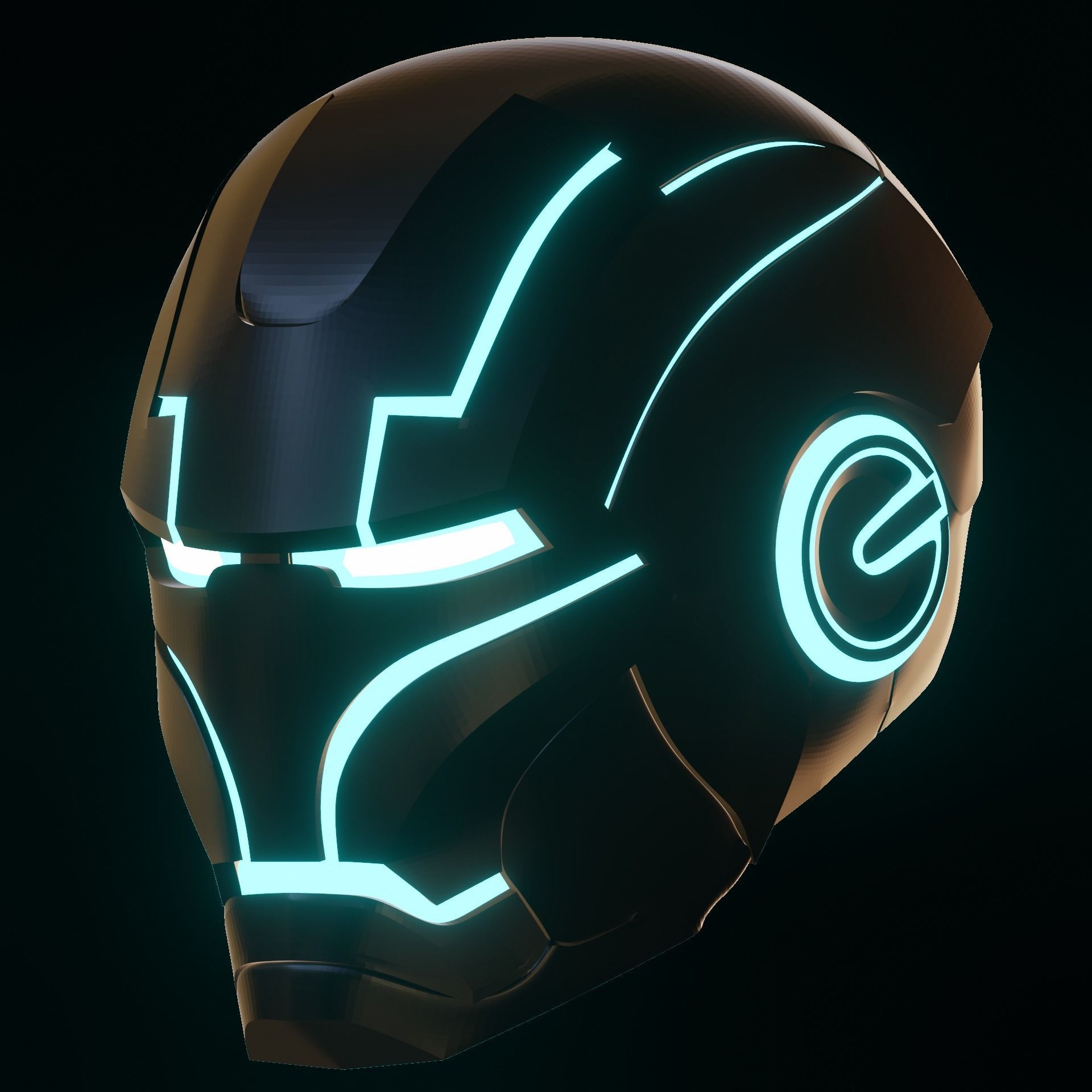 Tron Iron man helmet Free 3D print model_5
