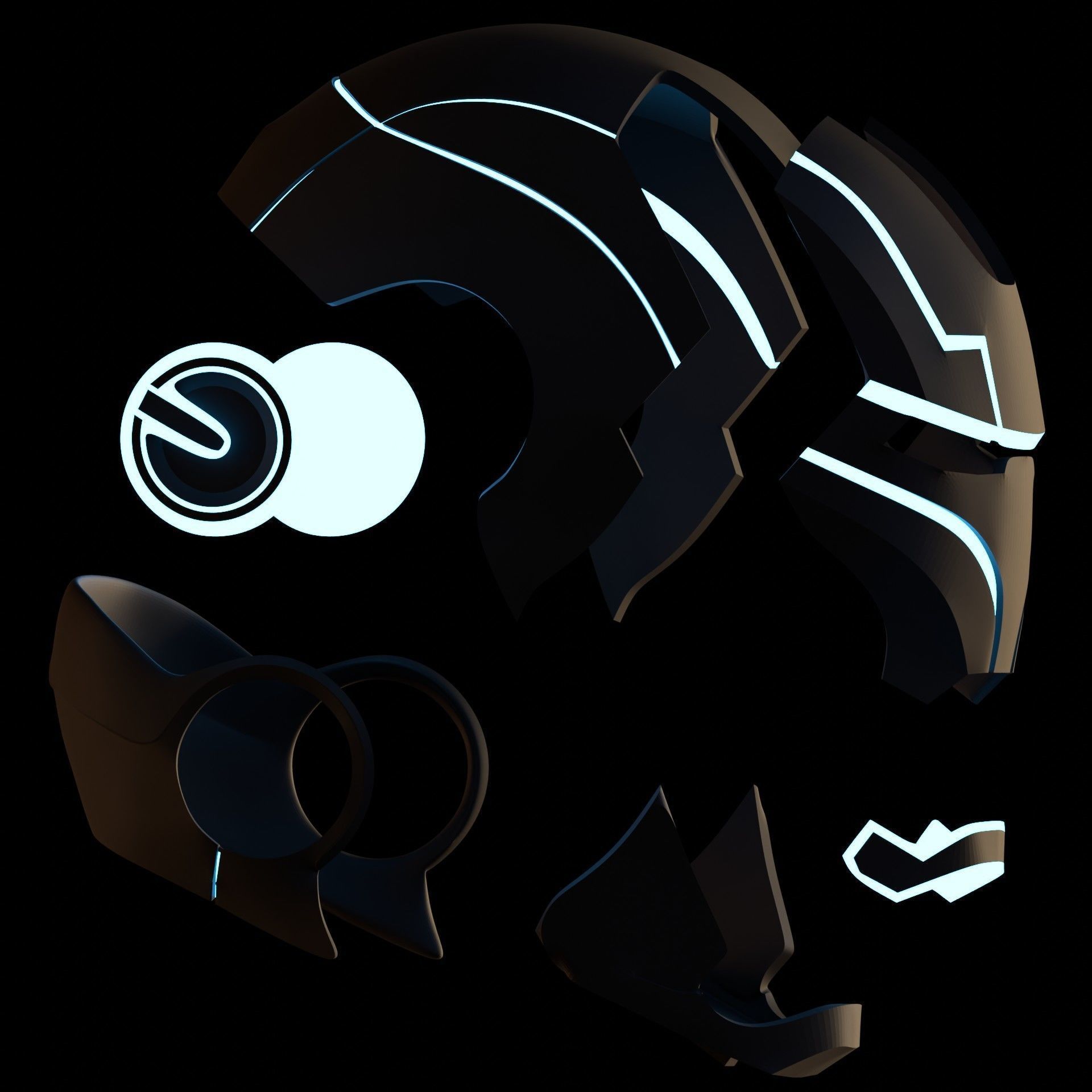 Tron Iron man helmet Free 3D print model_6