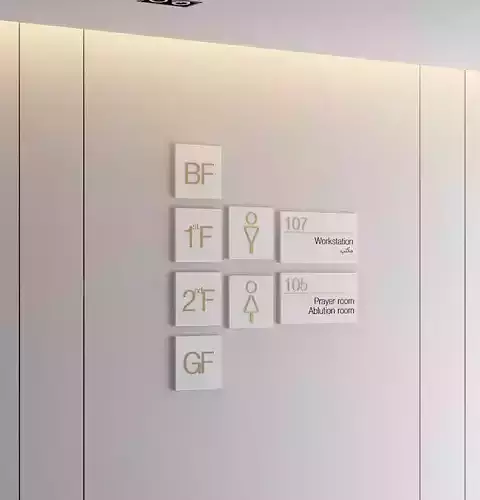 Signage Design 3D Model Interior Scene Low-poly 3D model