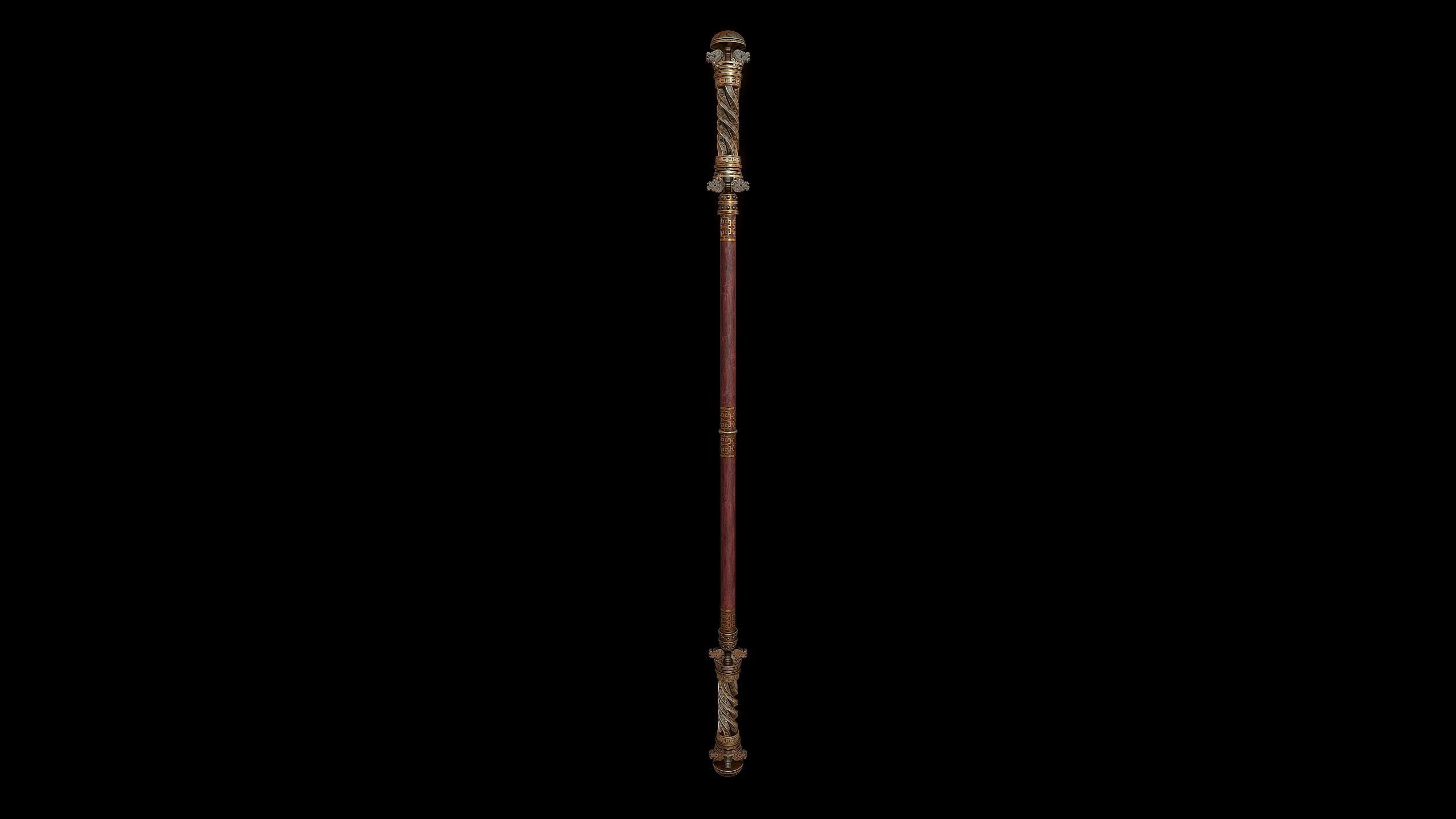 Chinese Combat Staff Low-poly 3D model_7