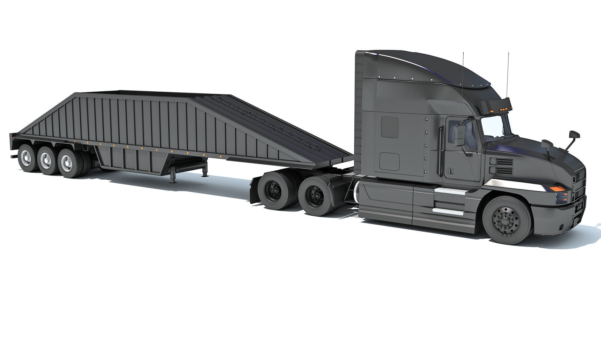 Truck with Bottom Dump Trailer 3D model_8
