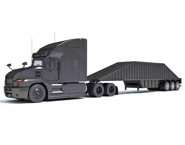 Truck with Bottom Dump Trailer 3D model