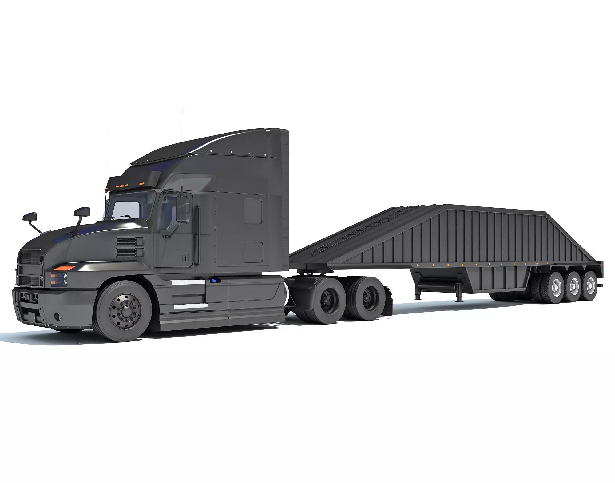 Truck with Bottom Dump Trailer 3D model_0