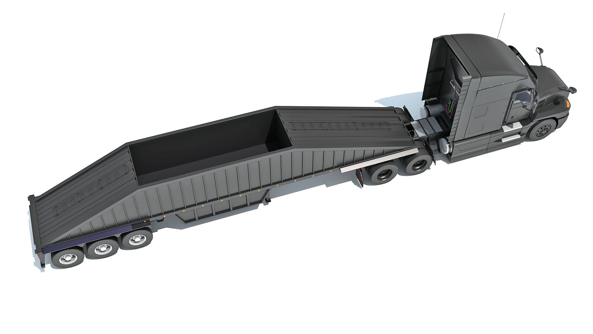 Truck with Bottom Dump Trailer 3D model_6