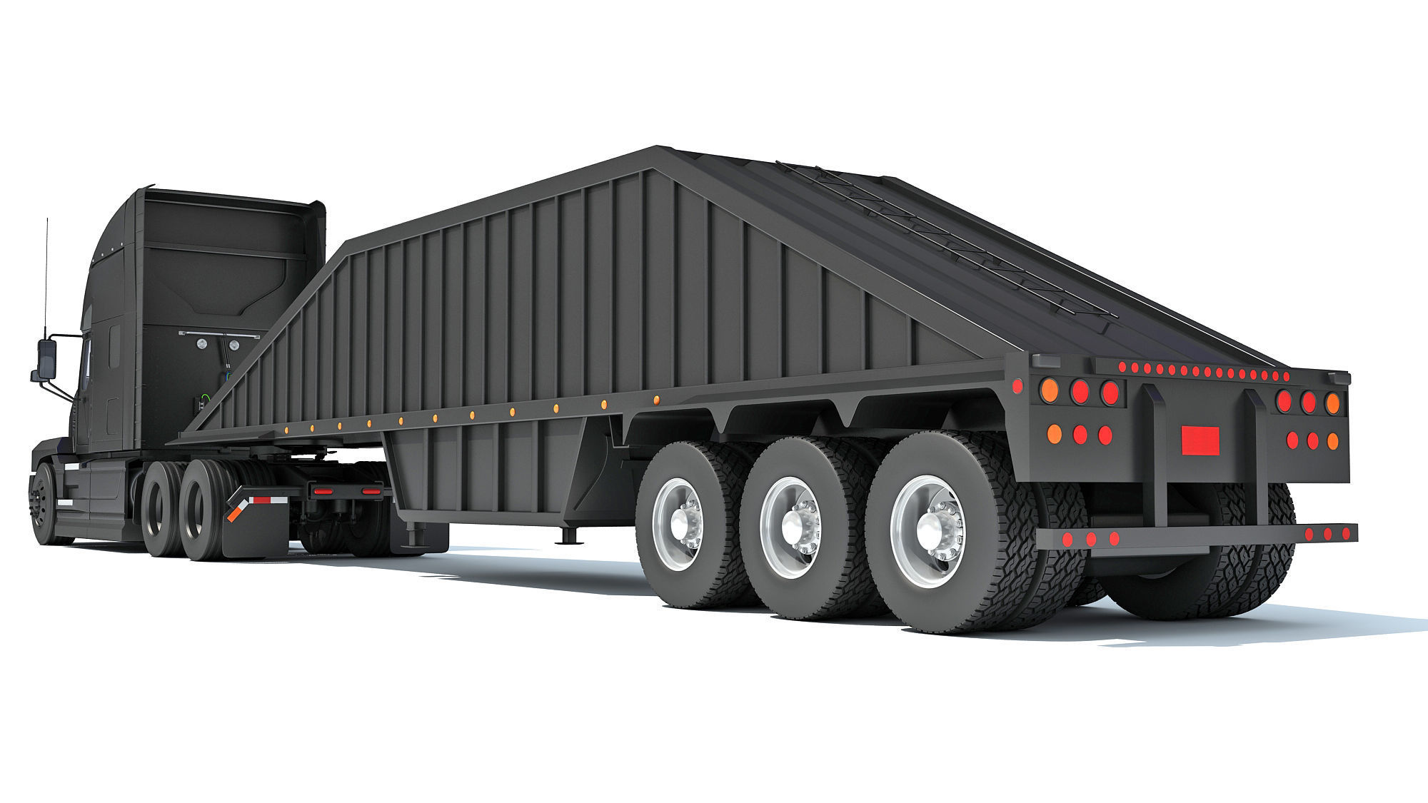 Truck with Bottom Dump Trailer 3D model_3