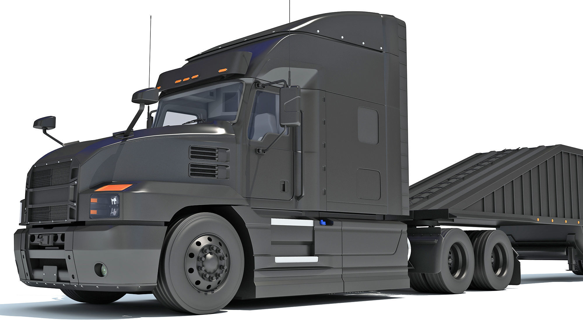 Truck with Bottom Dump Trailer 3D model_13