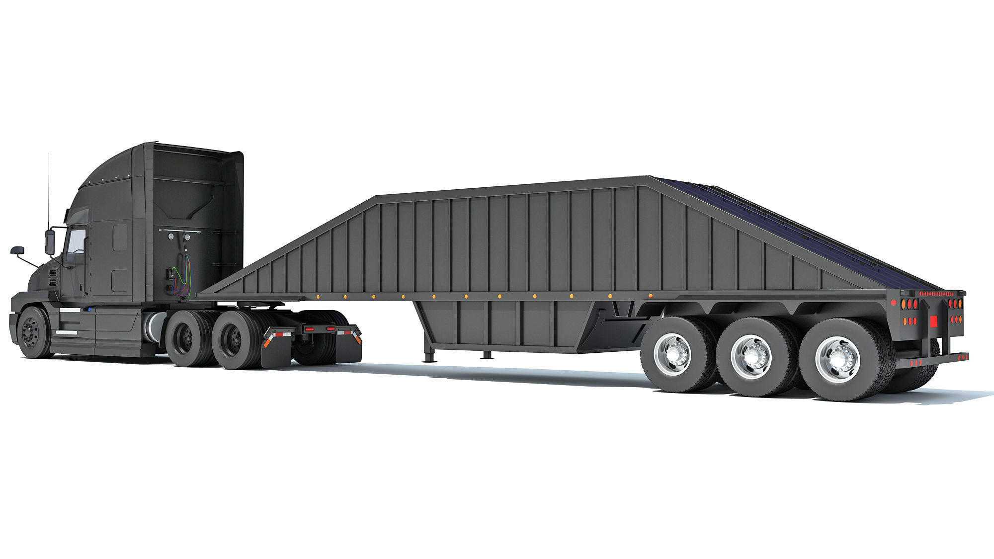 Truck with Bottom Dump Trailer 3D model_2