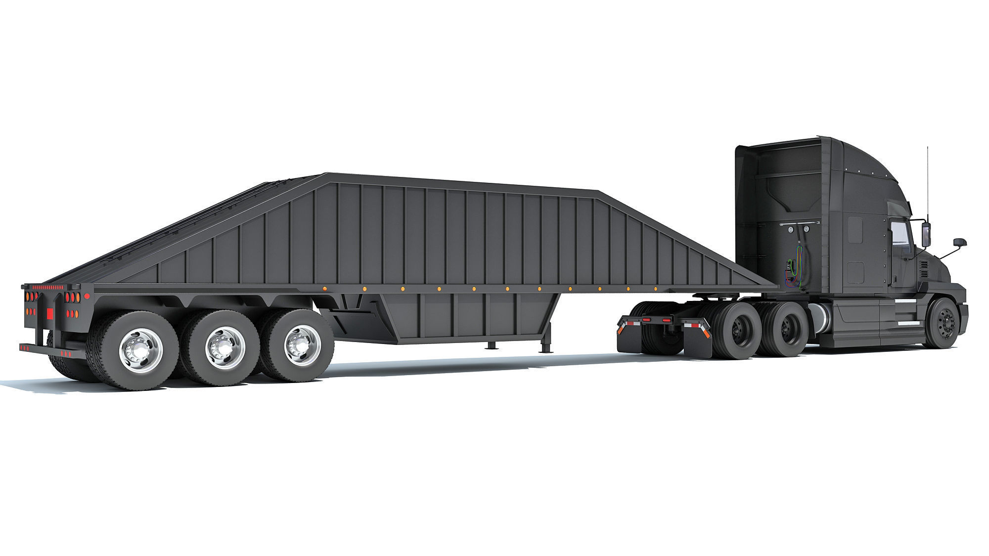 Truck with Bottom Dump Trailer 3D model_4