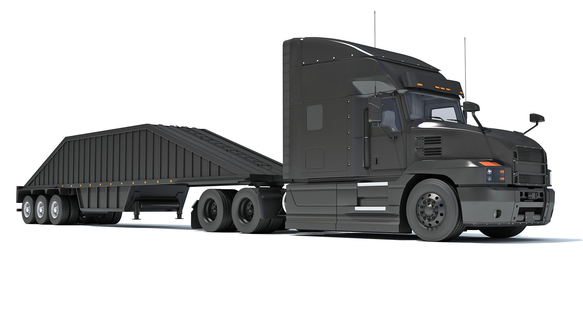 Truck with Bottom Dump Trailer 3D model_10