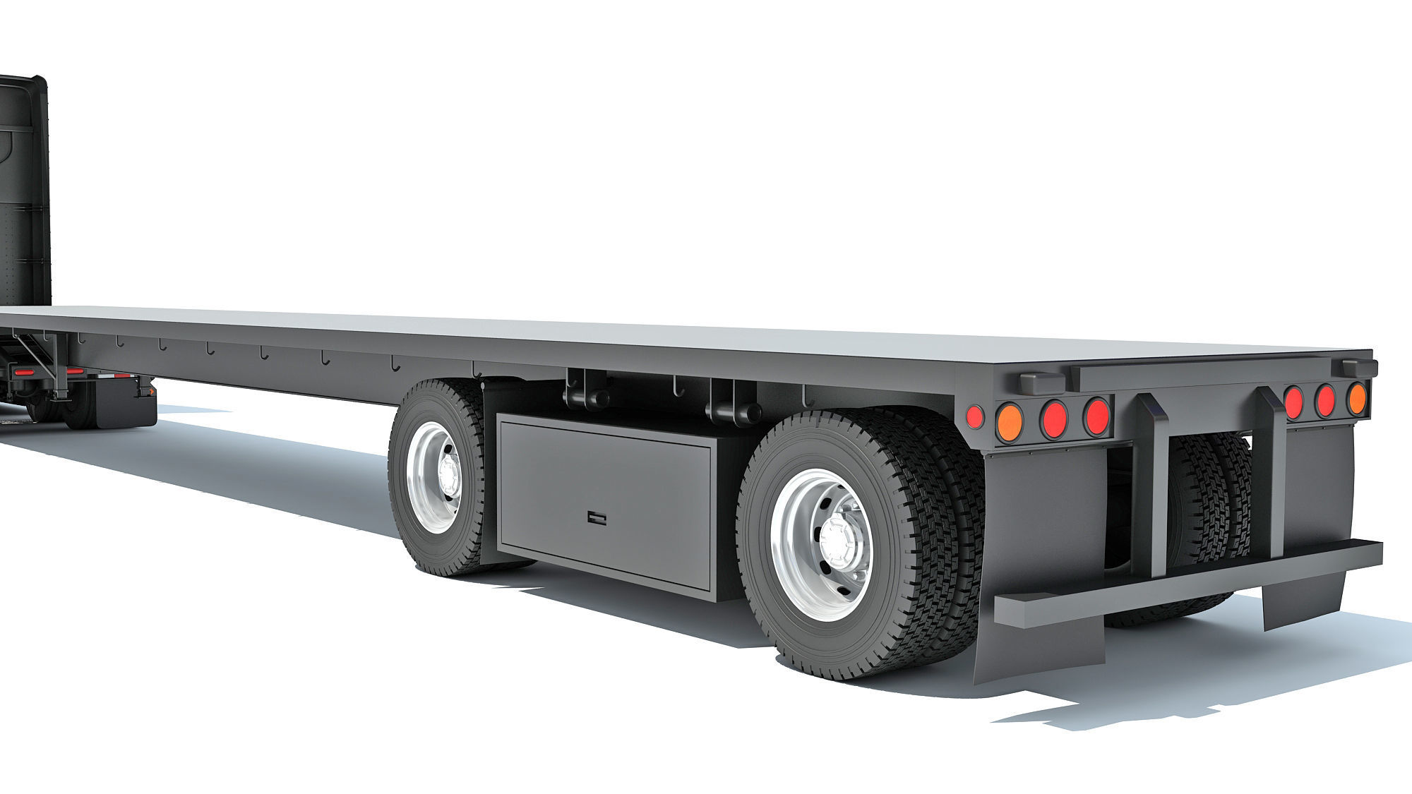 Truck with Flatbed Trailer 3D model_16