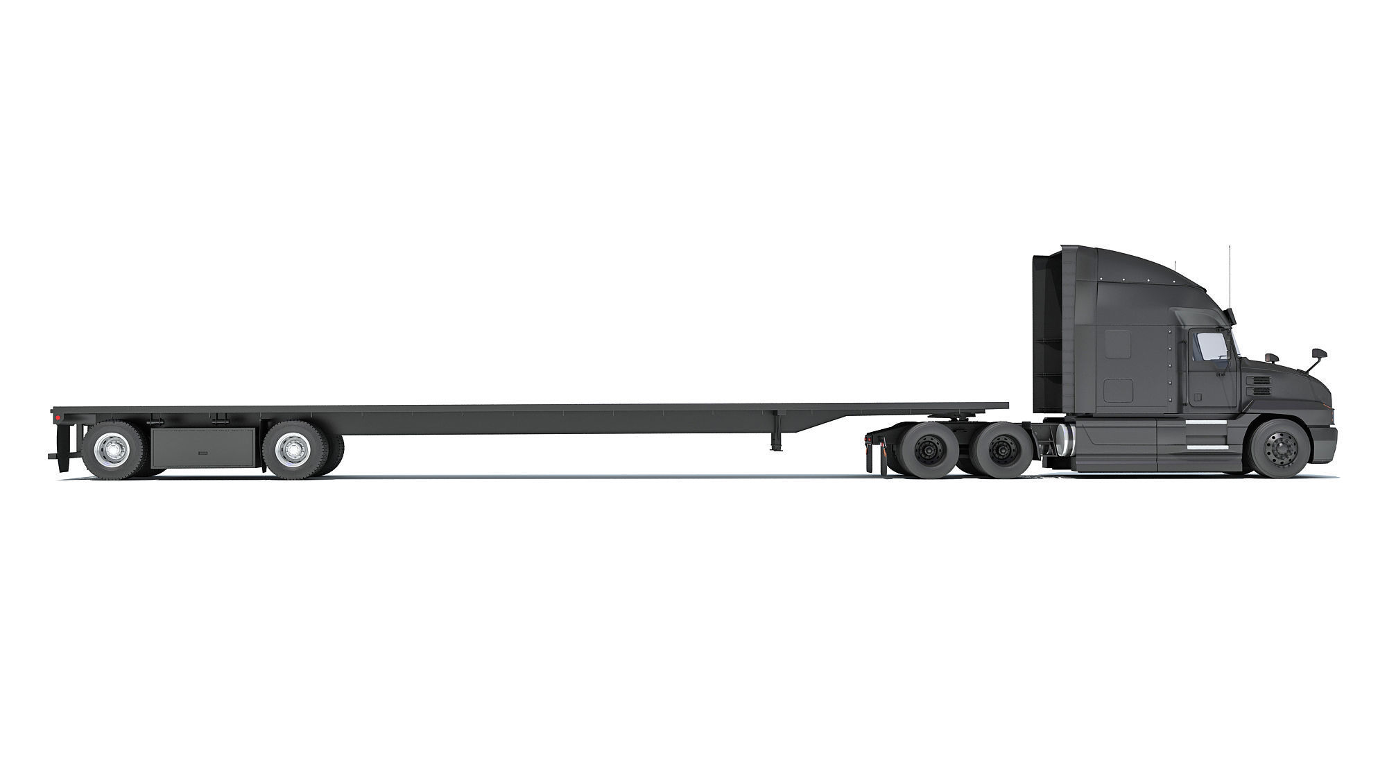 Truck with Flatbed Trailer 3D model_5
