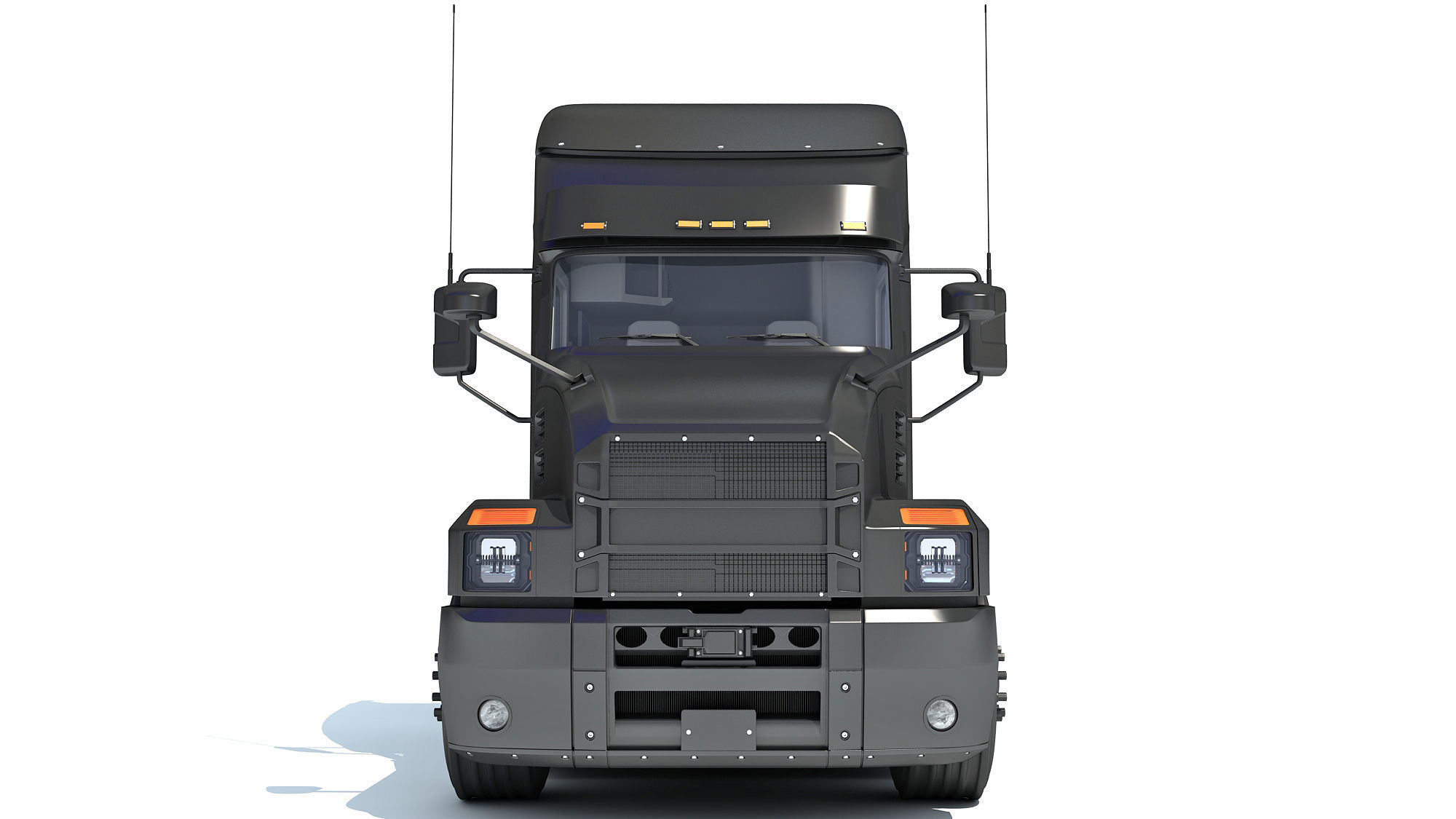Truck with Flatbed Trailer 3D model_11